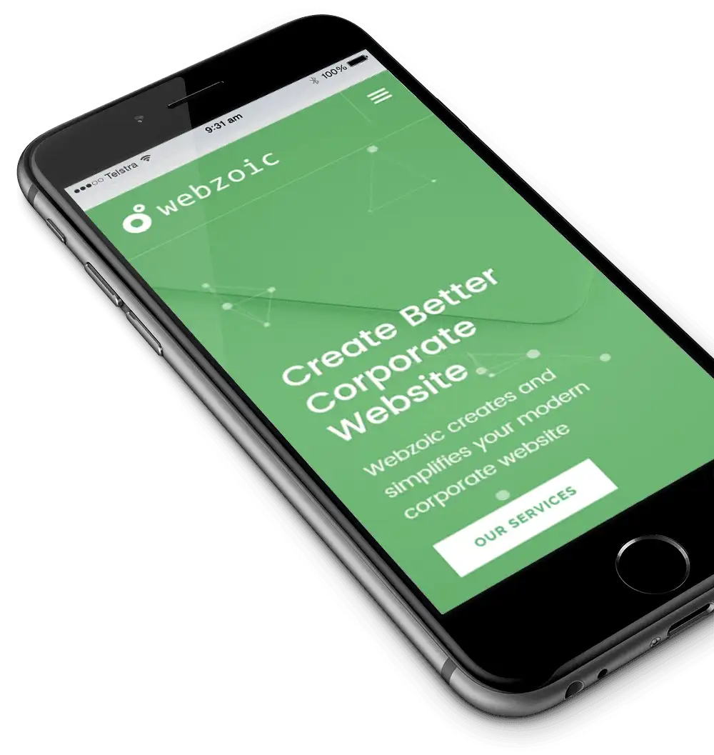 tampilan website di perangkat mobile Mobile Website dari Webzoic